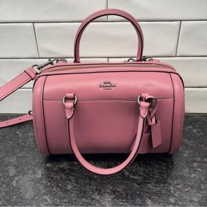 Coach Pink Leather Satchel with Silver Hardware